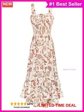 Strappy Floral Maxi Dress Open Back Smocked Tiered Boho Summer